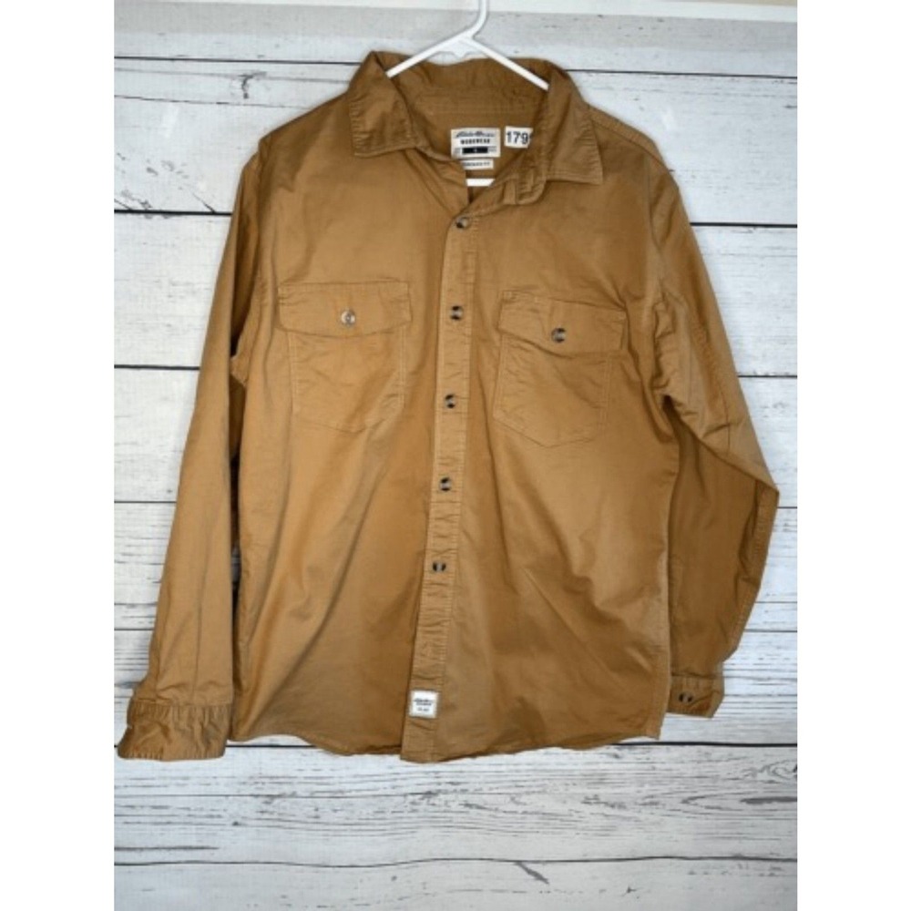 NWOT Eddie Bauer Workwear Mustard Button Up Foreman Fit Shirt Men L Bangladesh